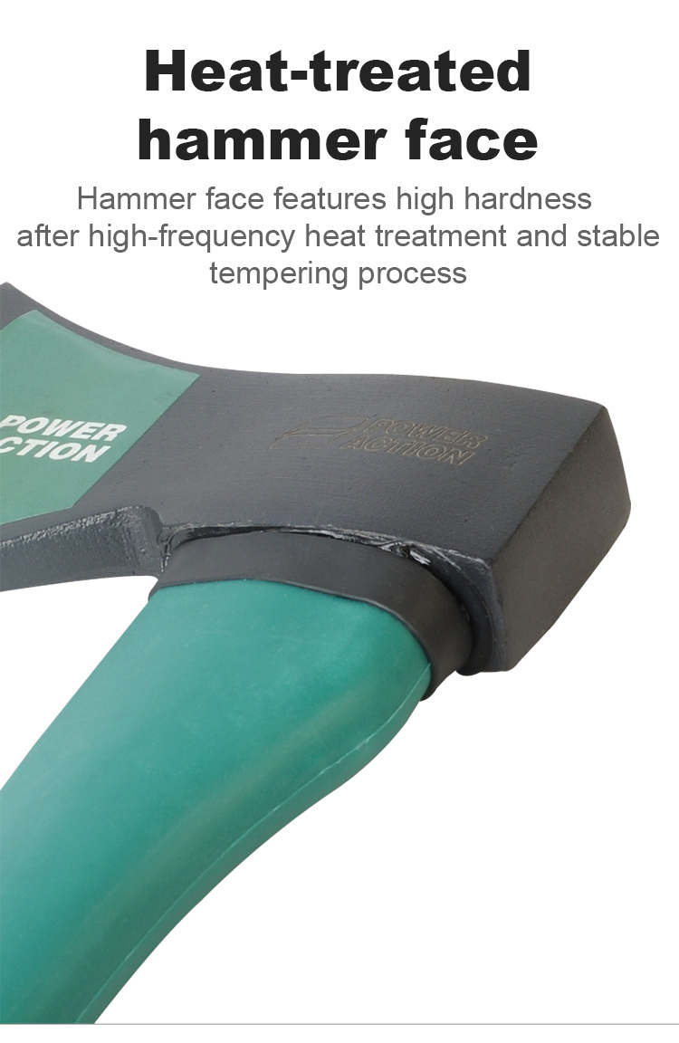 Power Action Multi-Purpose Forged Carbon Steel Axe with Rubber Handle