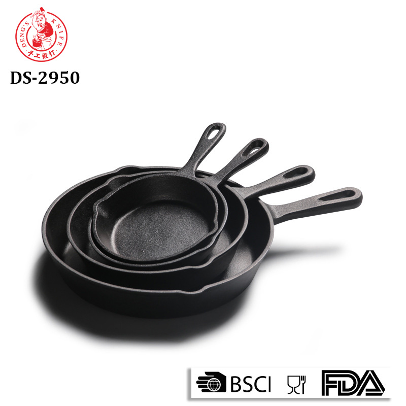 Чугунная сковорода Ds-2950A с каплевидной ручкой, 3.5-12 дюймов