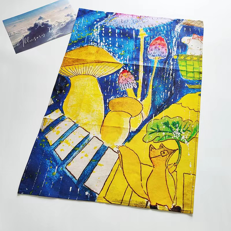 High Quality Custom Pretty 100% Cotton Digital Printed White Kitchen Dish Tea Towels Set