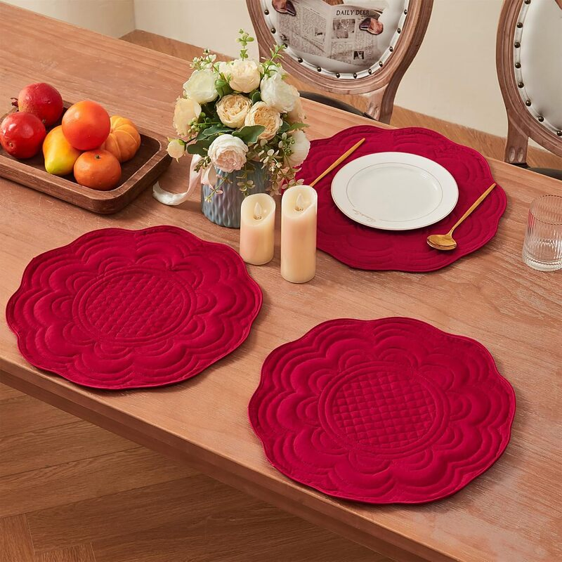 Brighthomey Microfiber Placemat Machine Washable Durable Linen Table Mats Heat Resistant