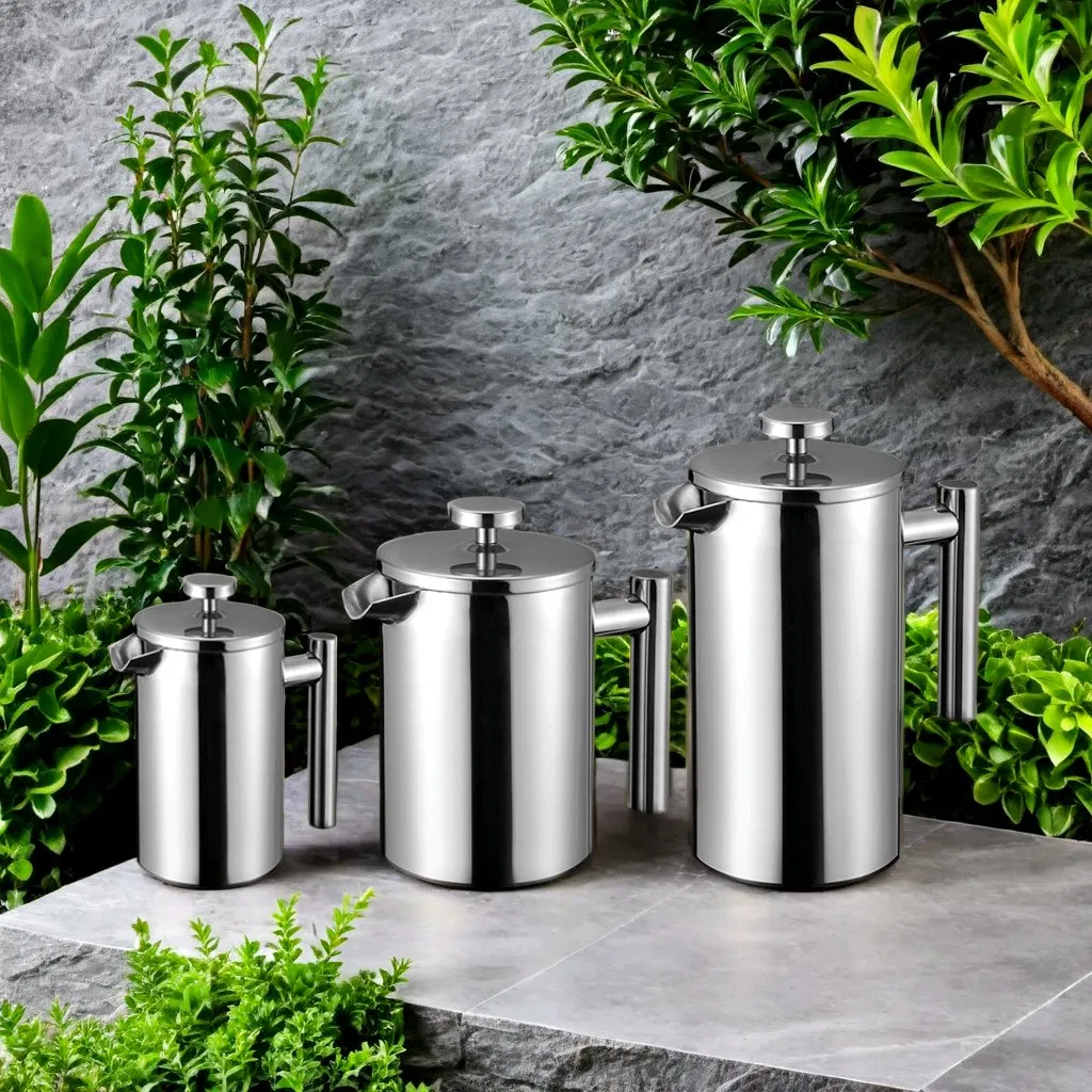 Factory 2-in-1 Stainless Steel Brewer 1L Eco-Friendly French Press Coffee Maker Plunger Pot for Home and Office