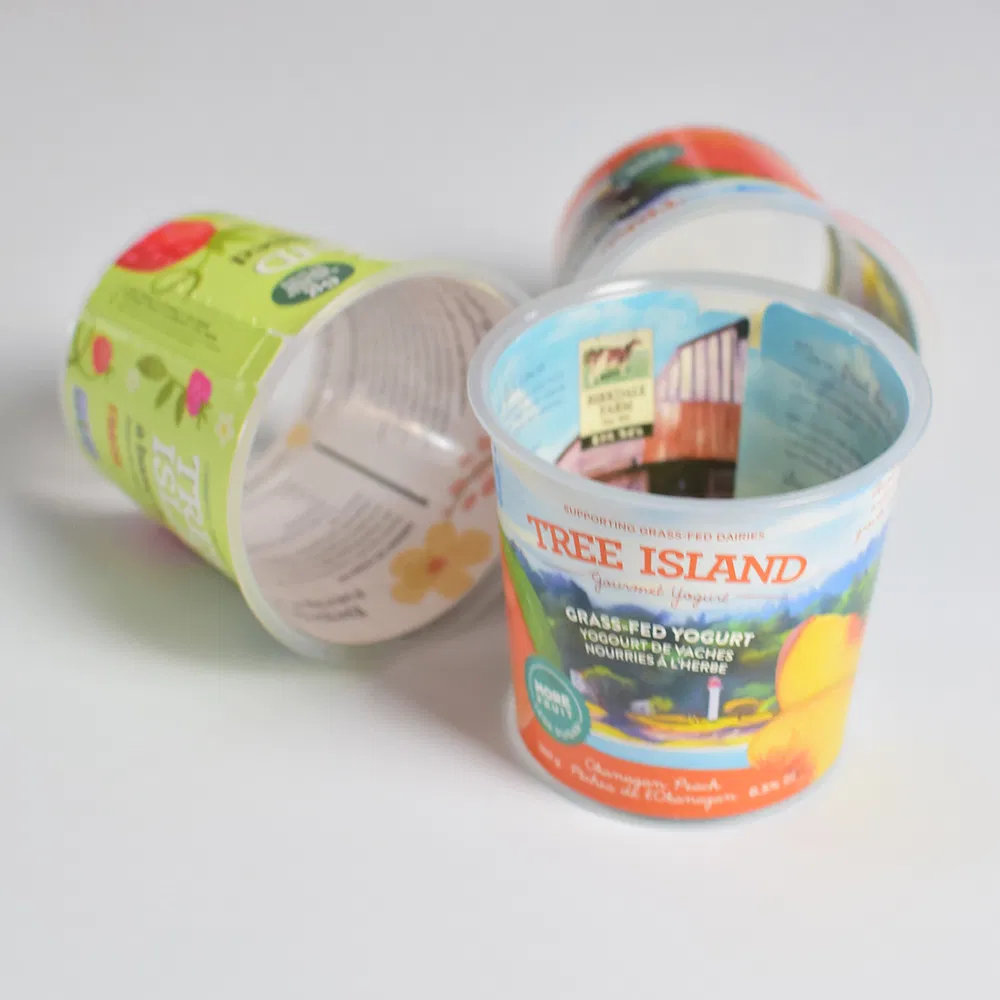 350ml 500ml 12oz 16oz Disposable Custom Packaging Juice Jelly Drink Candy Cookie Snack Noodle Toy Ice Cream Bowl Yogurt with Paper Cover Label PP plastic Cup