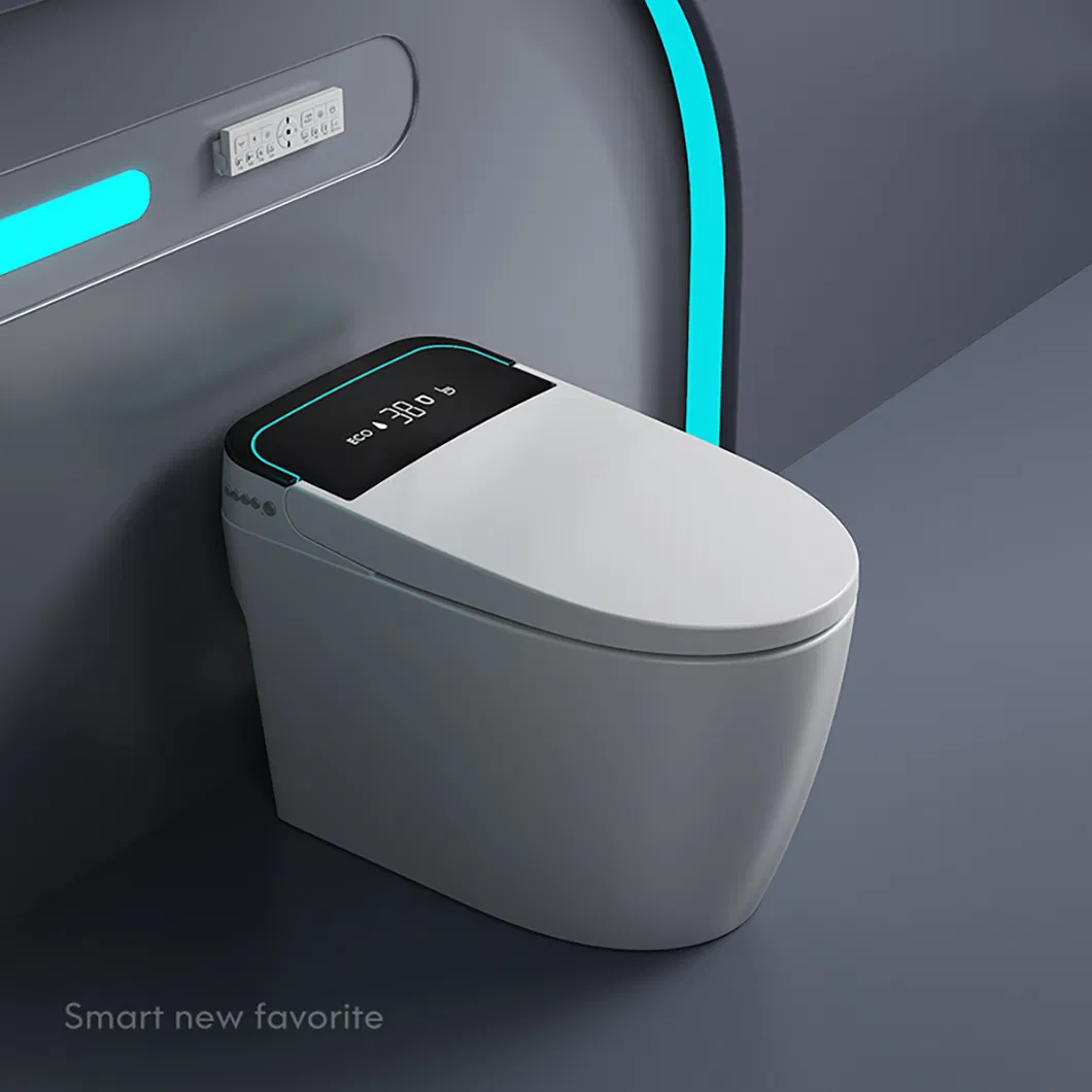 Modern Foot Sensor Sanitary Ware Automatic Ceramic Bathroom Wc Floor Mounted Smart Toilet with Tank Black