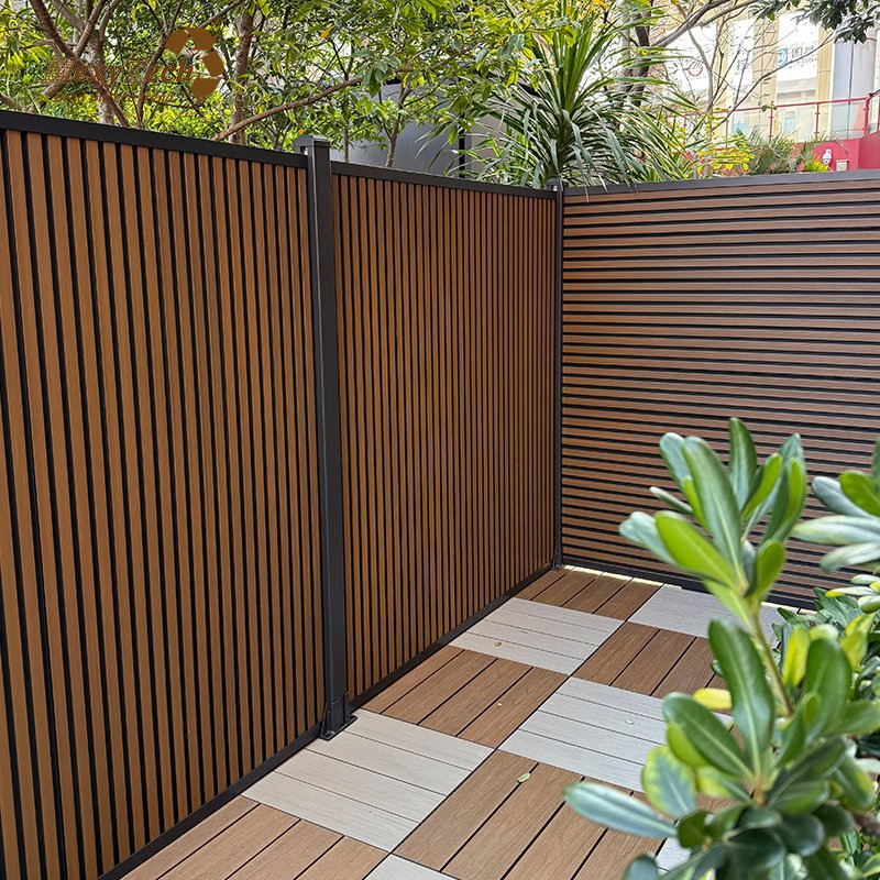 3D Grooved Design Garden Privacy Fence DIY Wood Composite WPC Fence Panel