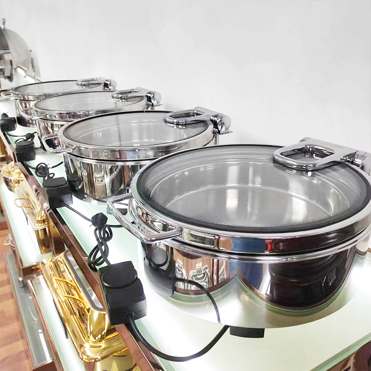 304 Round Commercial Stainless Steel Buffet Chafing Dish Food Warme for Restaurant Banquets