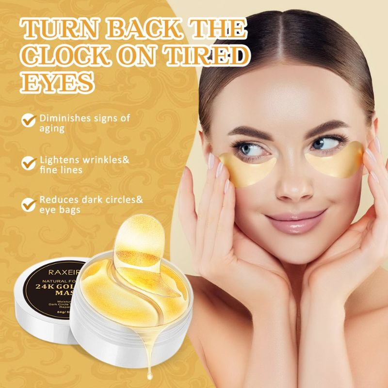 Wholesale Best Collagen Treatment Fine Lines Eye Bags Moisturizing Brightening Skincare 24K Gold Eye Mask