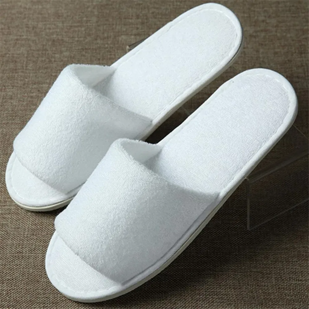 China Manufacturer Velour Terry Cloth Fabric Disposable Slippers for Hotel Bathroom