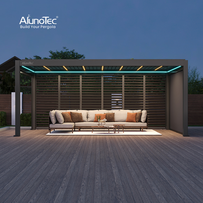 Навес алюминиевый AlunoTec моторизованный водонепроницаемый