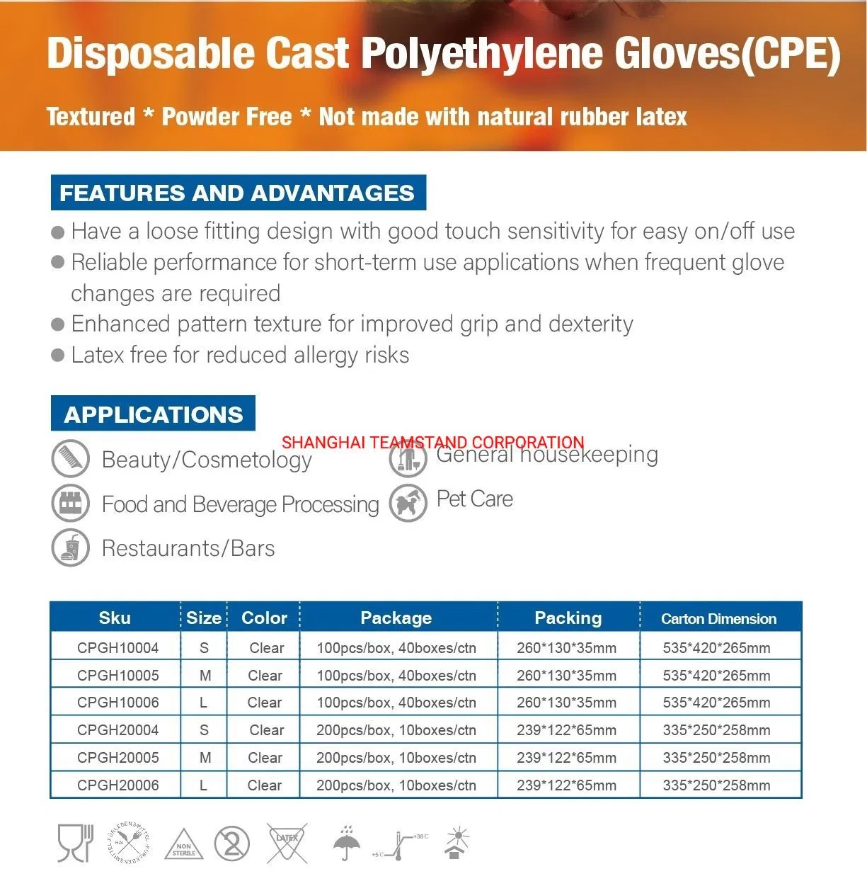 Disposable PE Gloves for Single Use