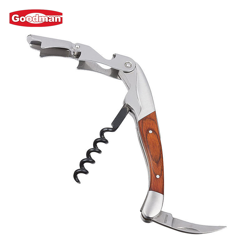 Factory Hot Sale Barware Wooden Handle Waiters Corkscrew Wine Bottle Opener and Foil Cutter Rosewood Wine Accessories Cork Screw