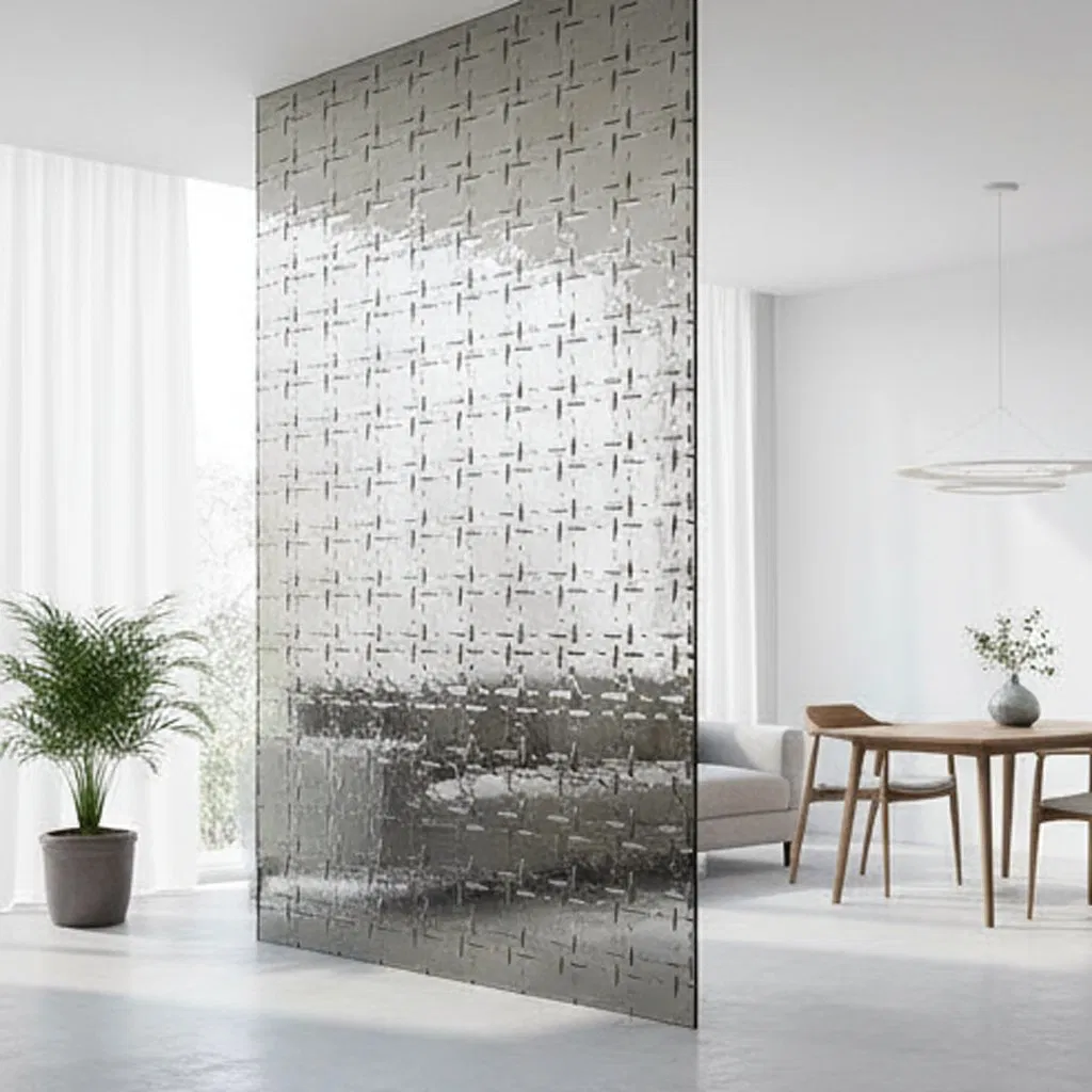 Customized Bronze-Colored Pattern with Texture Glass Decorative Glass