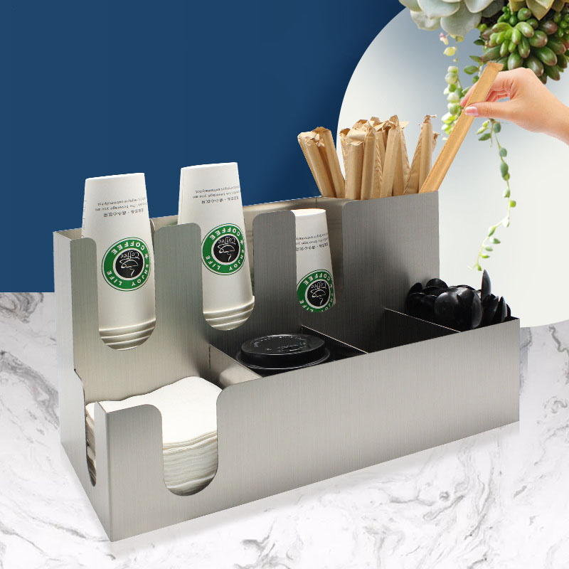 Rectangle Stainless Steel Metal Tissue Box Napkin Straws Holder Restaurant Bar Caddy for Comandon Normandin-Mercier