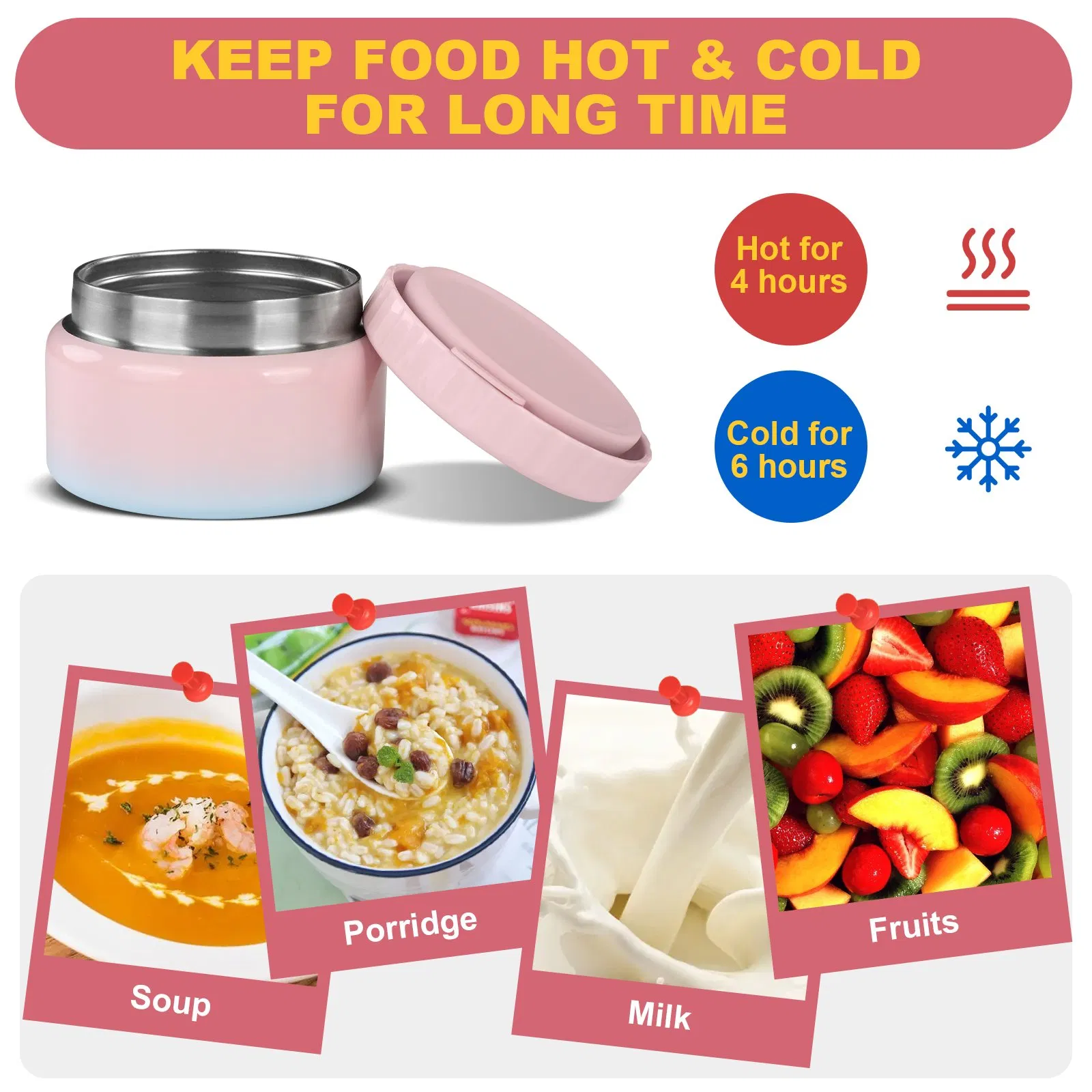 Aohea Stainless Steel Thermal Containers for Hot Food Insulated Food Jar