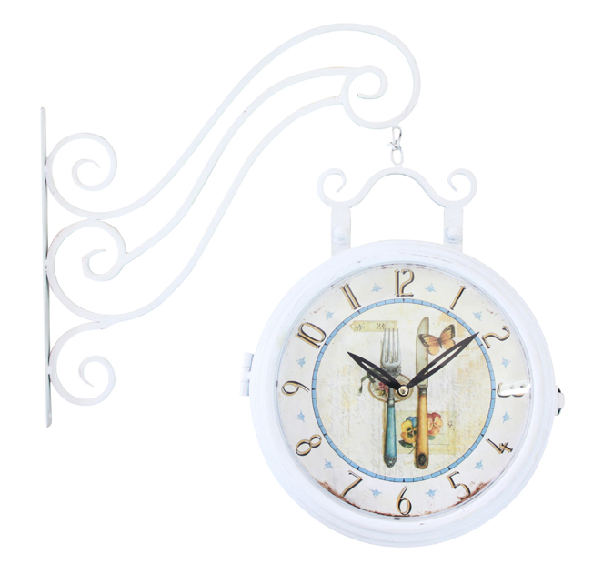 Double Sides Iron Wall Clock Indoor&Outdoor Quartz Double Side Clock