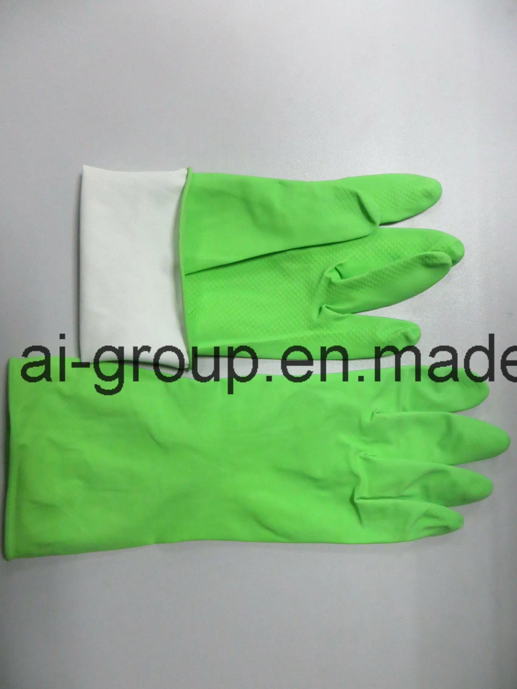 Household Long Working Green Latex Waterproof Gloves with SGS Approved