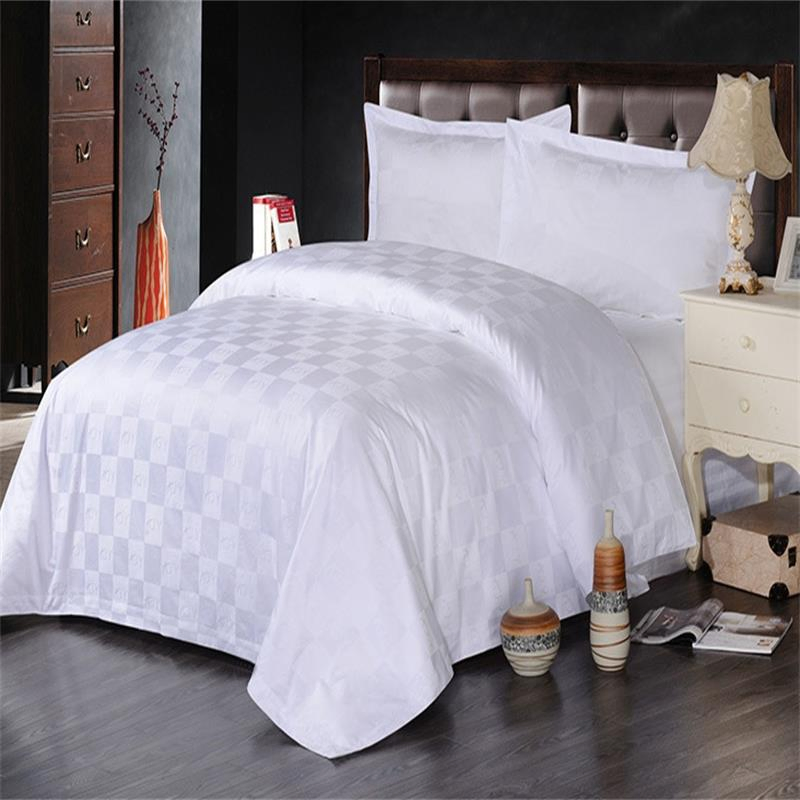 Hotel Bedding Set, Cotton 300tc White Jacquard Bedding Set