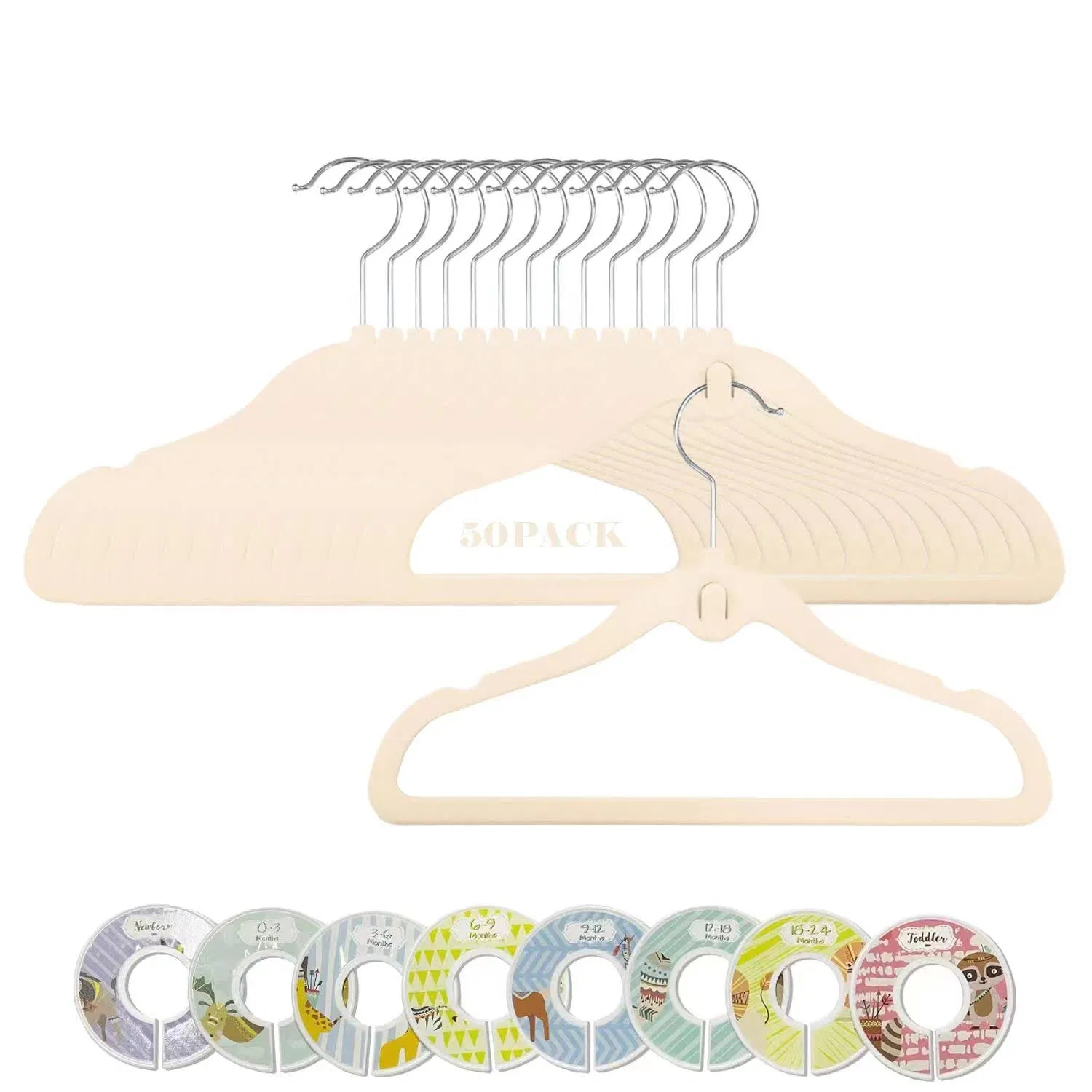 20 вешалок для детской одежды с антискользящими зажимами