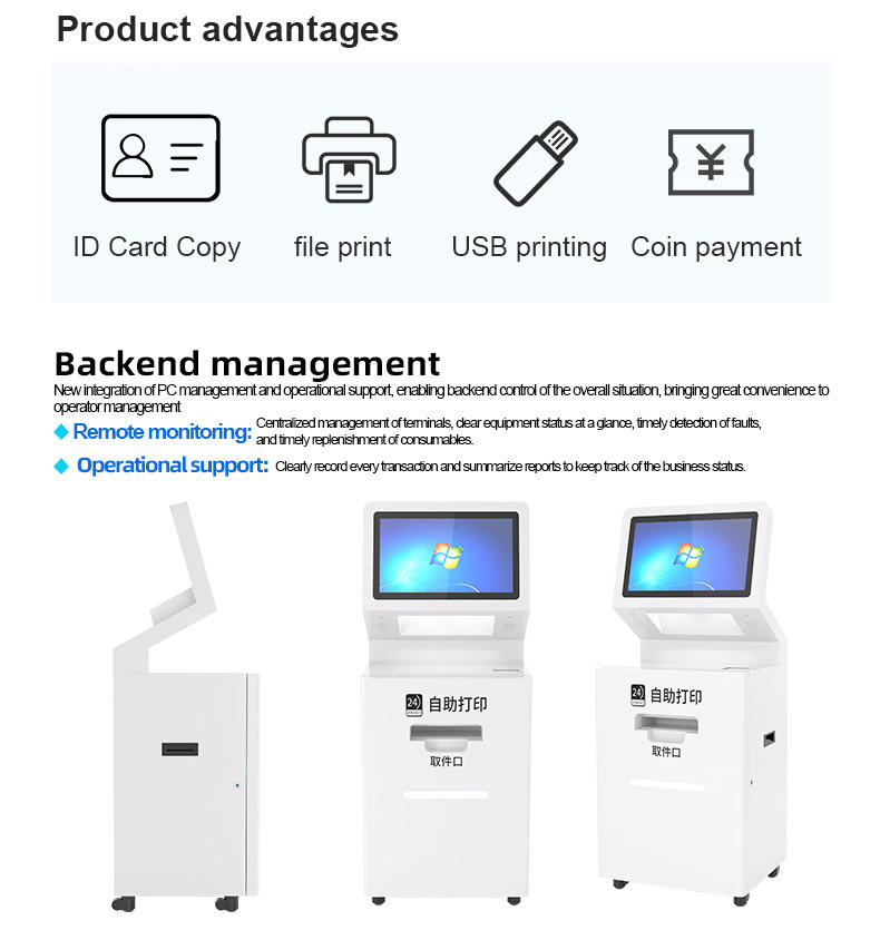 Instant Photo Printer Kiosk Self-Service Print A4 Documents Interactive Ocr Scanning Self-Service A4 Printing Kiosk with Do