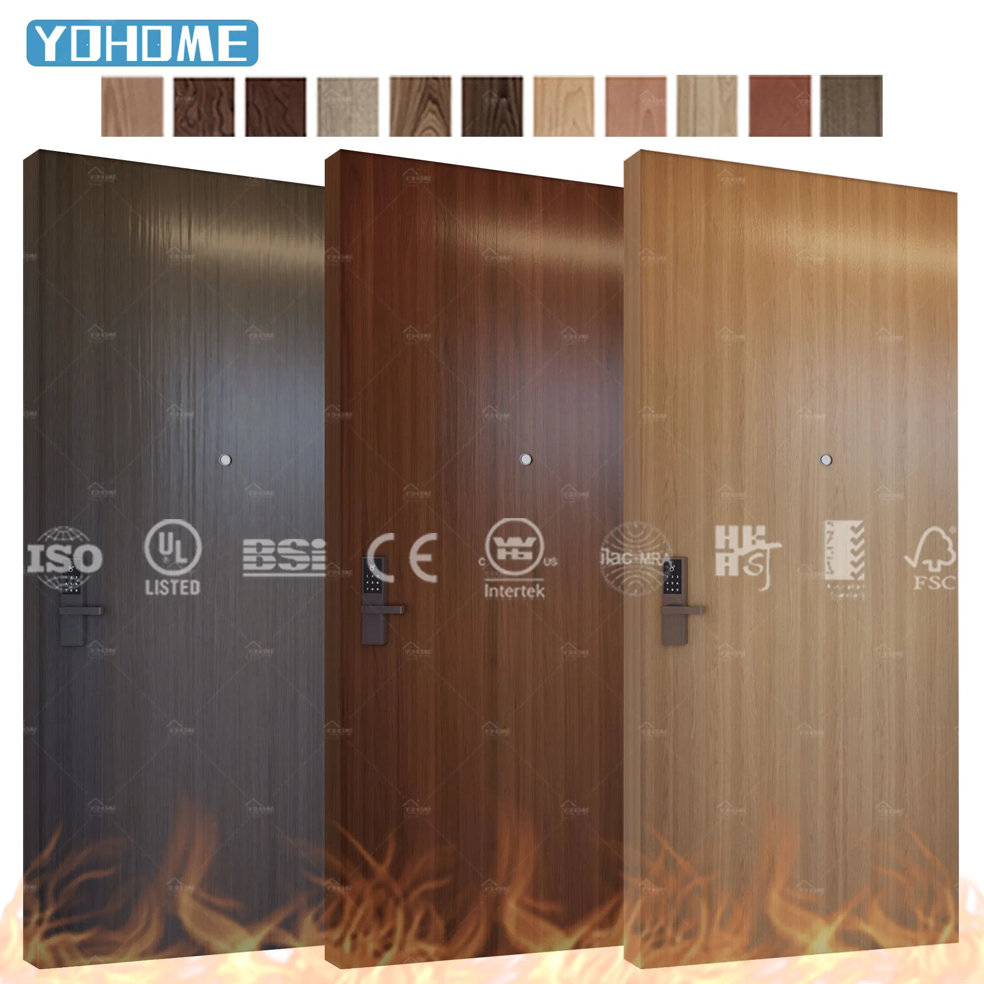Australia Standard 90 Minutes Fire Resistance Soundproof Hotel Apartment Modern Oak Veneer Fire Rated Door
