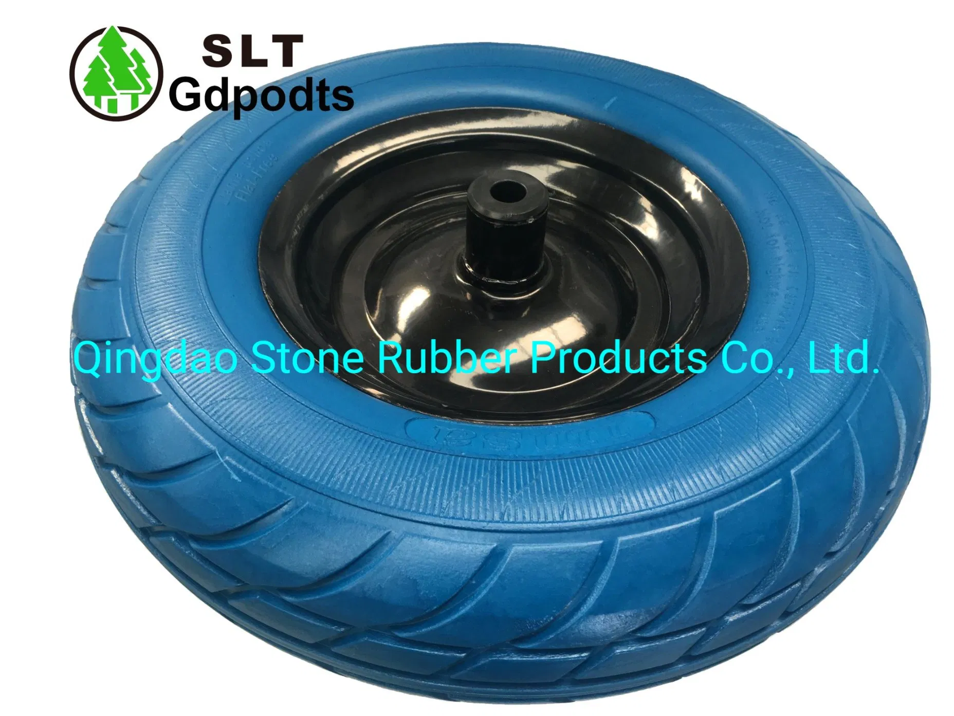 16 Inch Flat Free Solid PU Foam Wheel 4.00-8 with Steel Rim Nylon Bushing