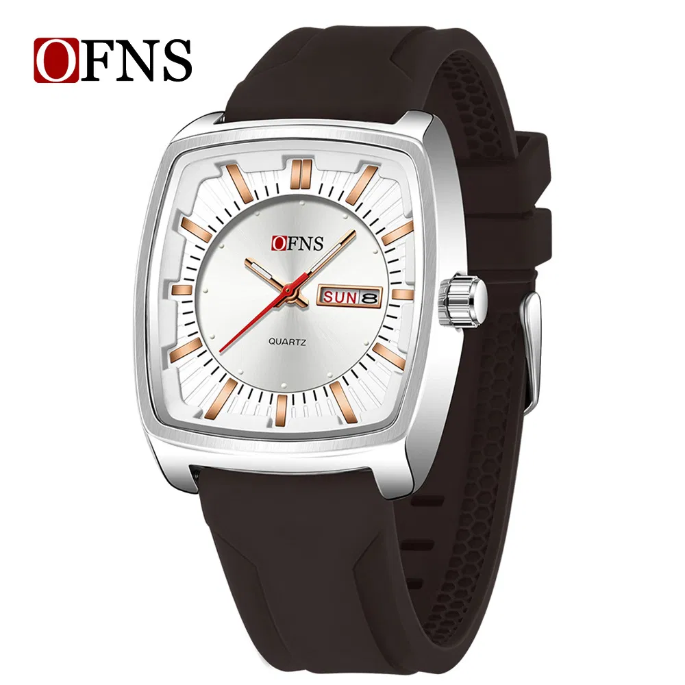 Square Men's Watch Silicone Strap Waterproof Business Wristwatch Luminous Quartz Watch