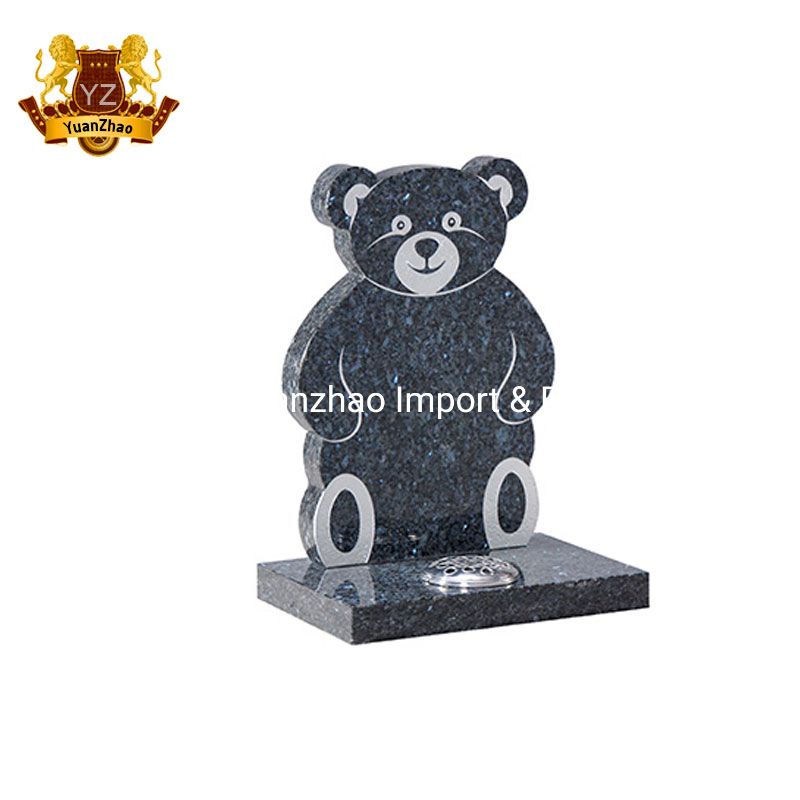 Grave Yard Decoration Teddy Bear Blue Pearl Granite Baby Children Tombstone