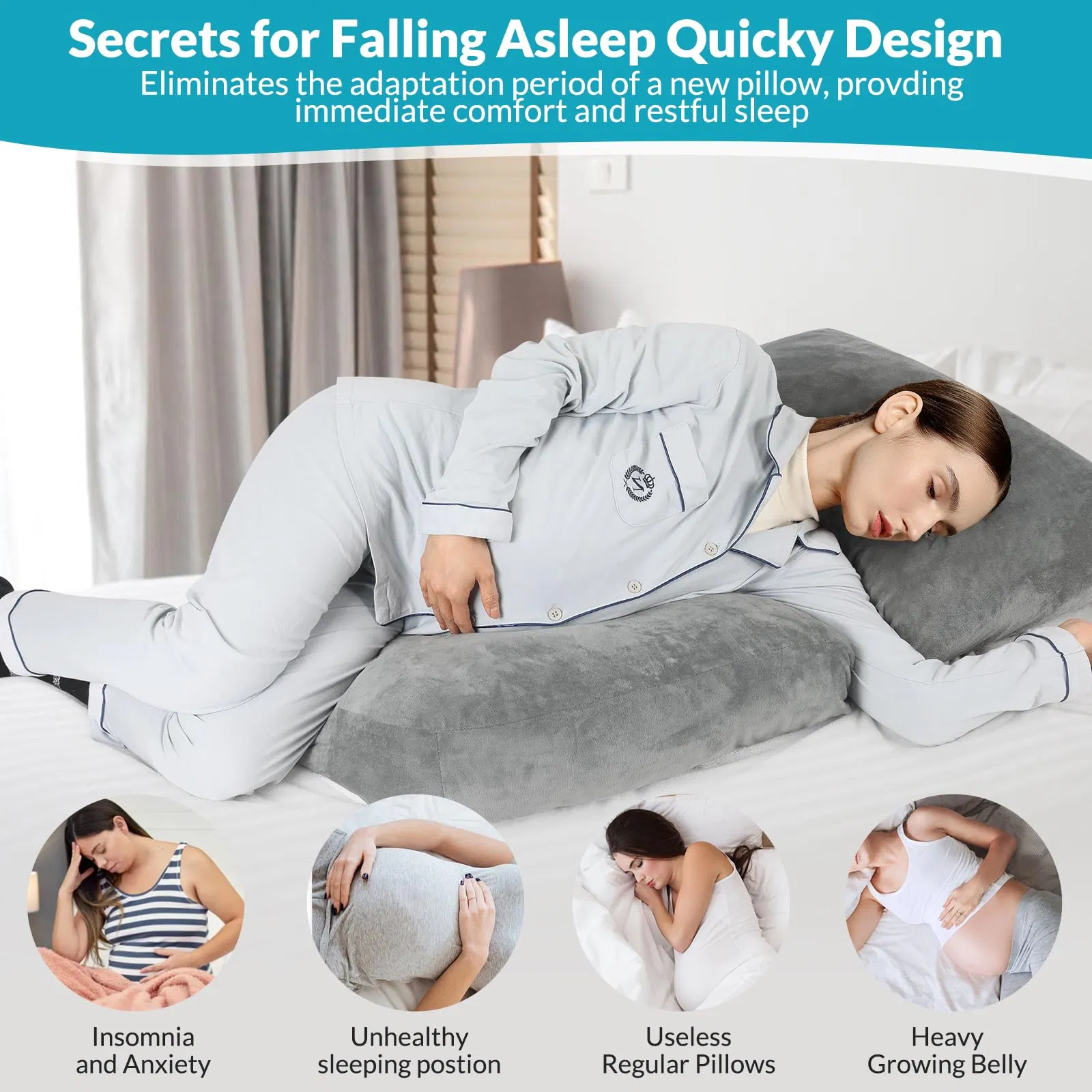 Tenderplayful OEM Custom Pregnancy Massage Cushion with Headrest Full Body Maternity Pillow