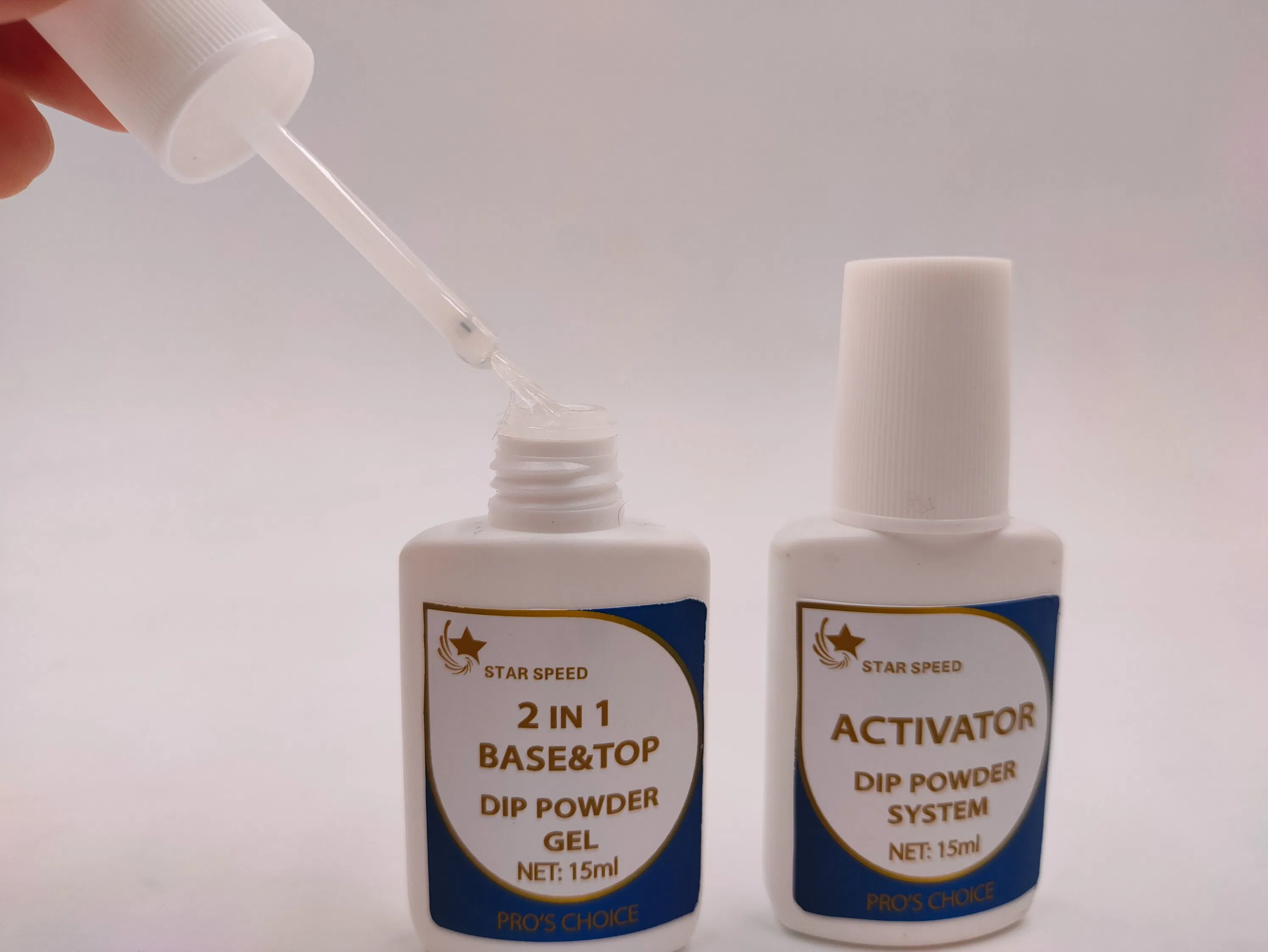 Star Speed Manufacturer Provides Straightly Acrylic Nail Glue Dipping Powder System Liquid Nail Glue Base Coat Top Coat 2 in 1