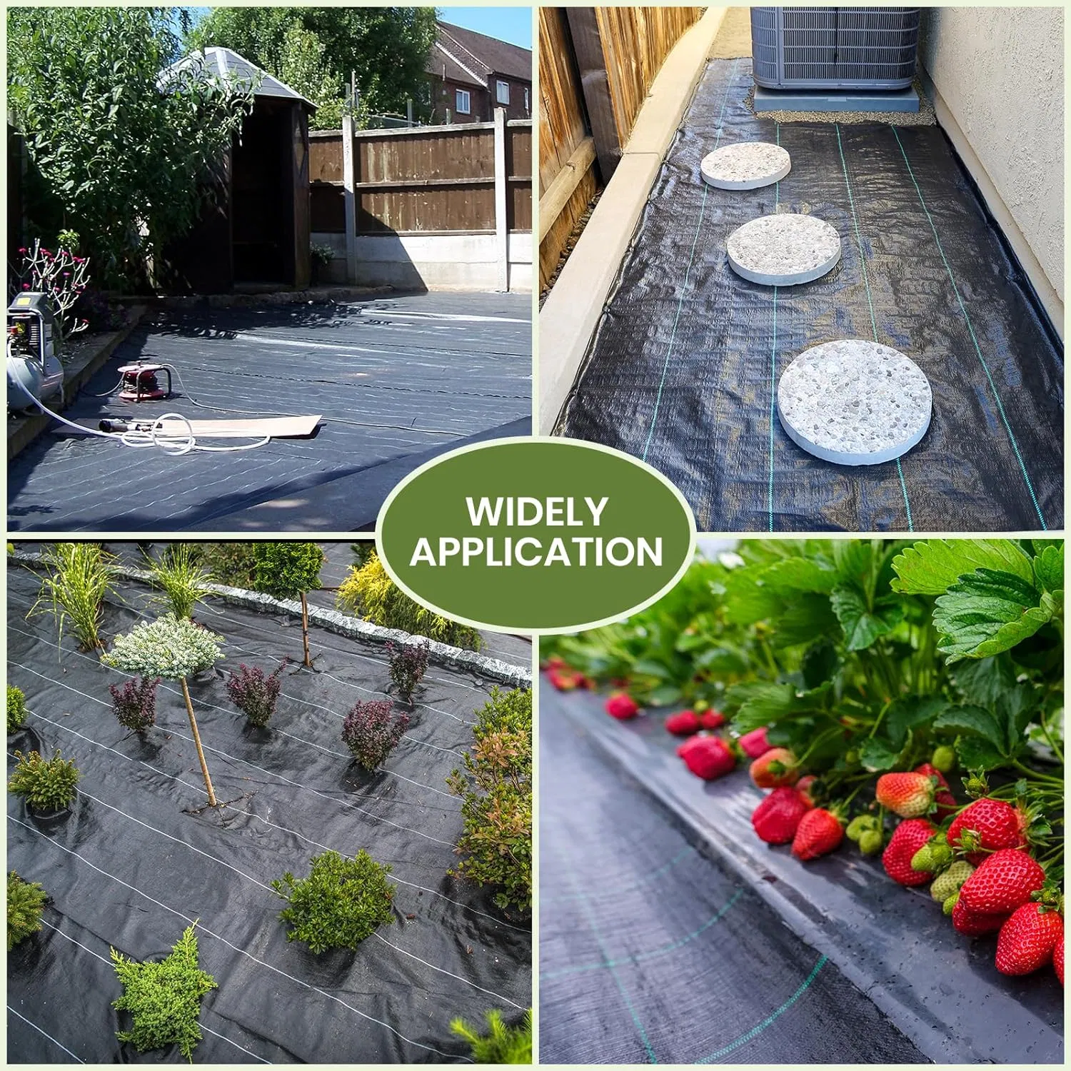 Black PP Woven Fabric Ground Cover Mat Weed Barrier