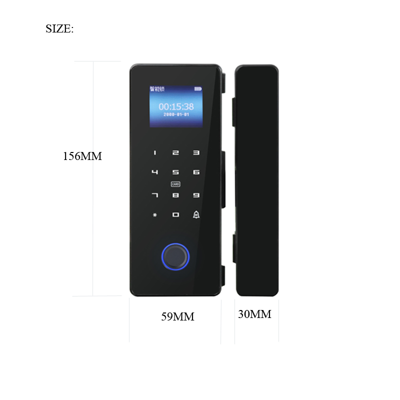 Water Proof Bluetooth Fingerprint Password Unlock Glass Door Smart Lock
