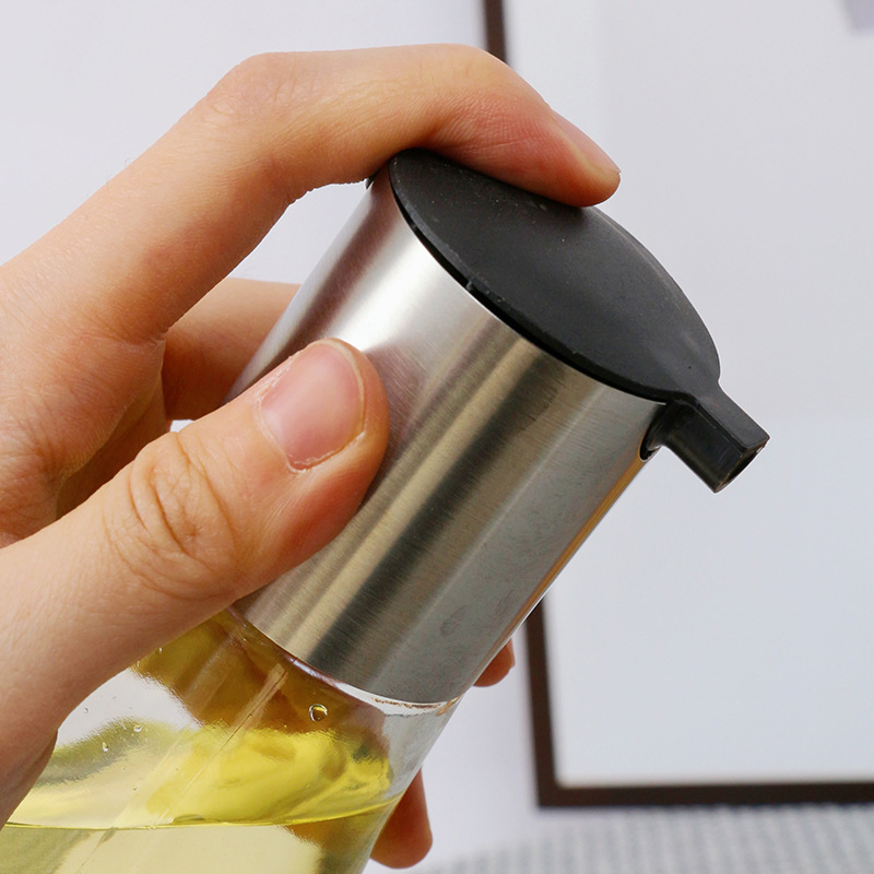 Wholesale 350ml Leak-Proof Controllable Soy Sauce Vinegar Oil Glass Bottle with Stainless Steel Lid