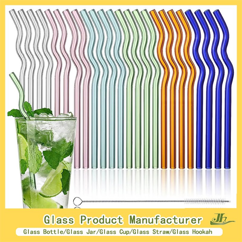 China Customized Transparent/Clear/Colorful Straight/Curved High Borosilicate Lead-Free Reusable/Eco-Friendly Beverage/Juice/Coffee Glass Straw Manufacturer