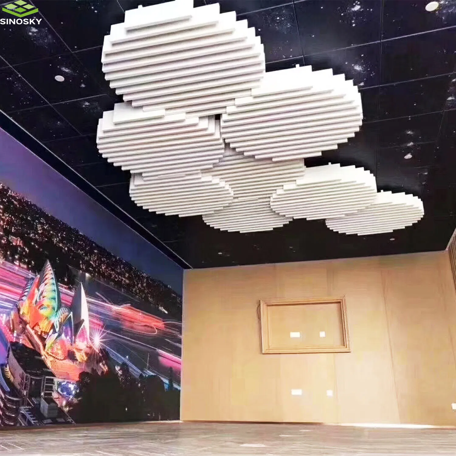 Hot Sale Fiberglass Acoustic Baffle Panels Suspended Glass Baffle Ceiling