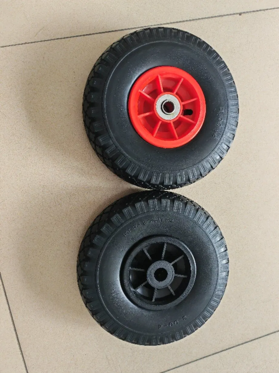 Hand Truck Wheel Puncture-Proof, Solid Rubber, 3.00/3.00-4 20 mm Axle, 160 Kg Load Capacity, Ball Bearings, Spare Wheel PU Tires