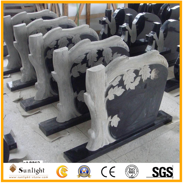 Black Granite Angel Heart Shaped Monument/Gravestone/Headstone/Tombstone