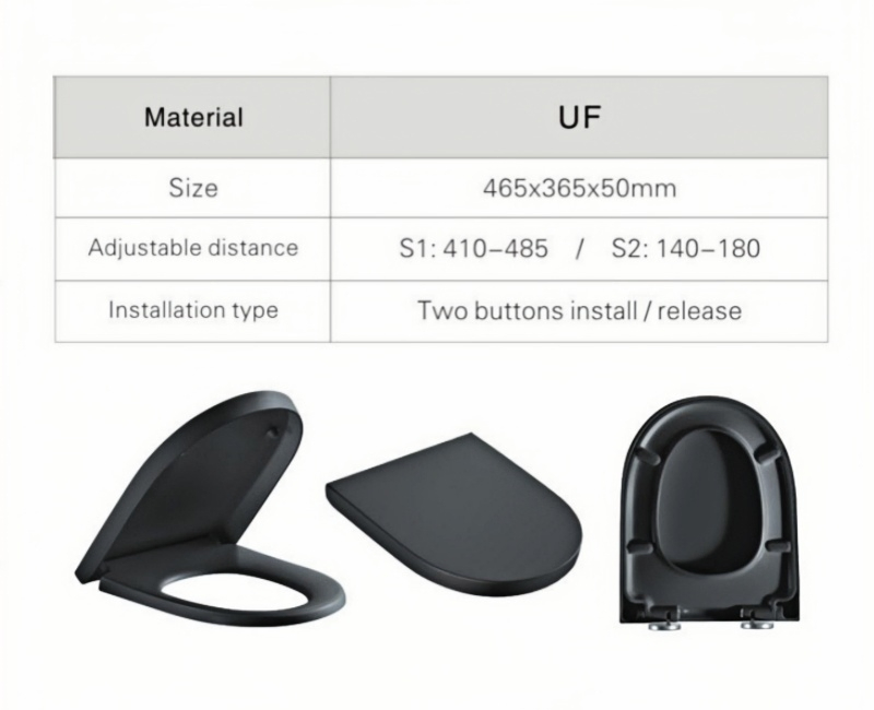 Soft-Close Black Toilet Seat Cover - Commercial-Grade ABS Material, OEM/ODM