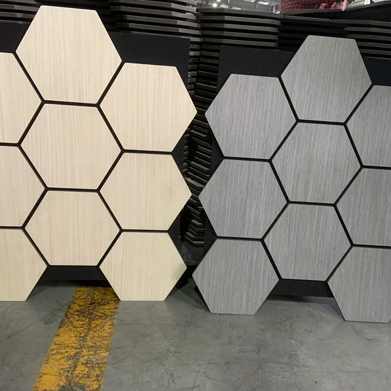 Natural Wood Grain Grid Acoustic Panel High-Performance Sound Absorption Wall Panel