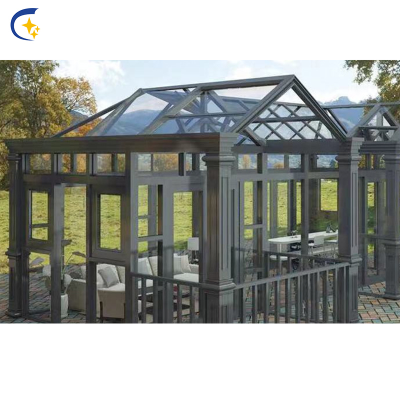 European Pergola Chinese Pavilion Balcony Large Glass Sunroom Aluminum Garden House