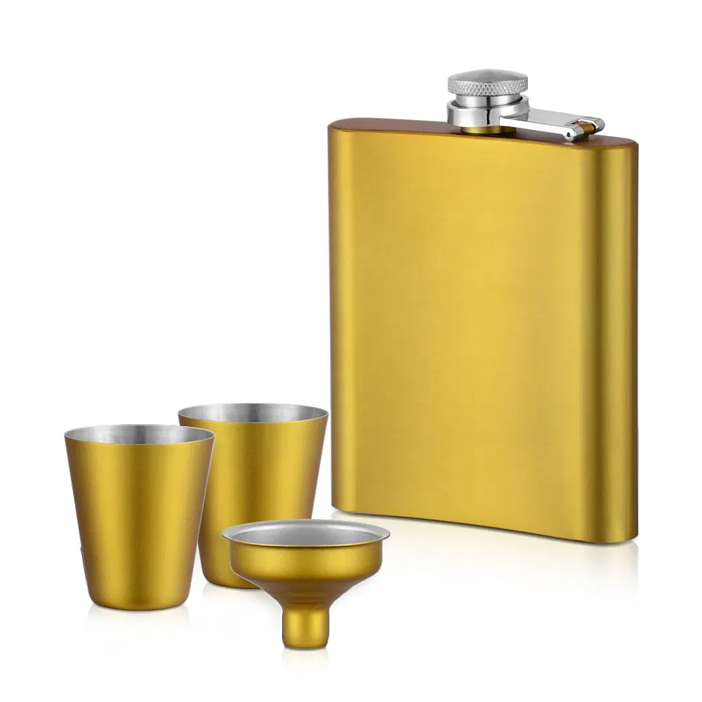 Custom Macallan Hip Flask Sublimation Manufacturing Stainless Steel Hip Flask Sets for Black White Black Bottle Black Velvet