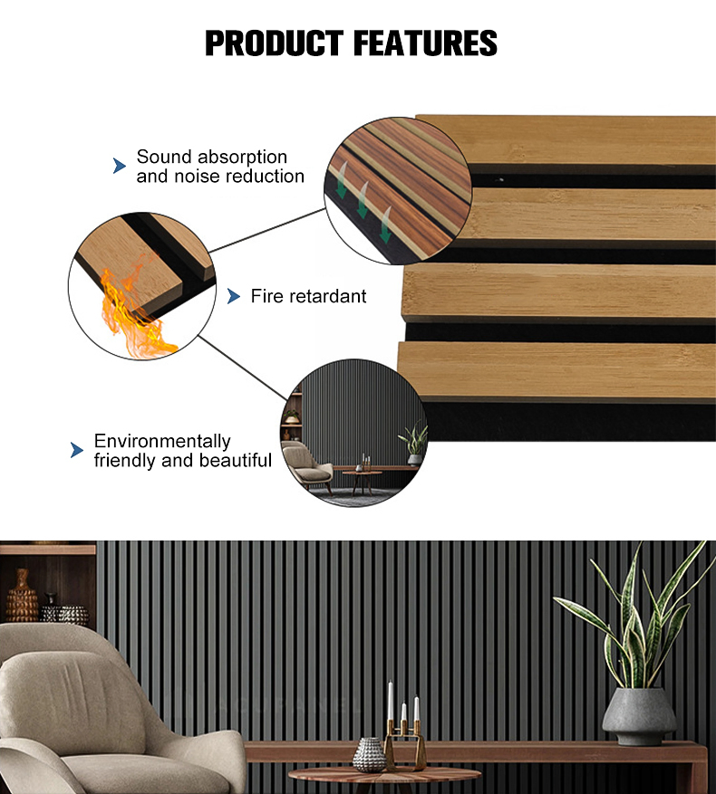 USA MDF Wooden Slatted Acoustic Pet Felt Acoustic Wood Wall Ceiling Panel