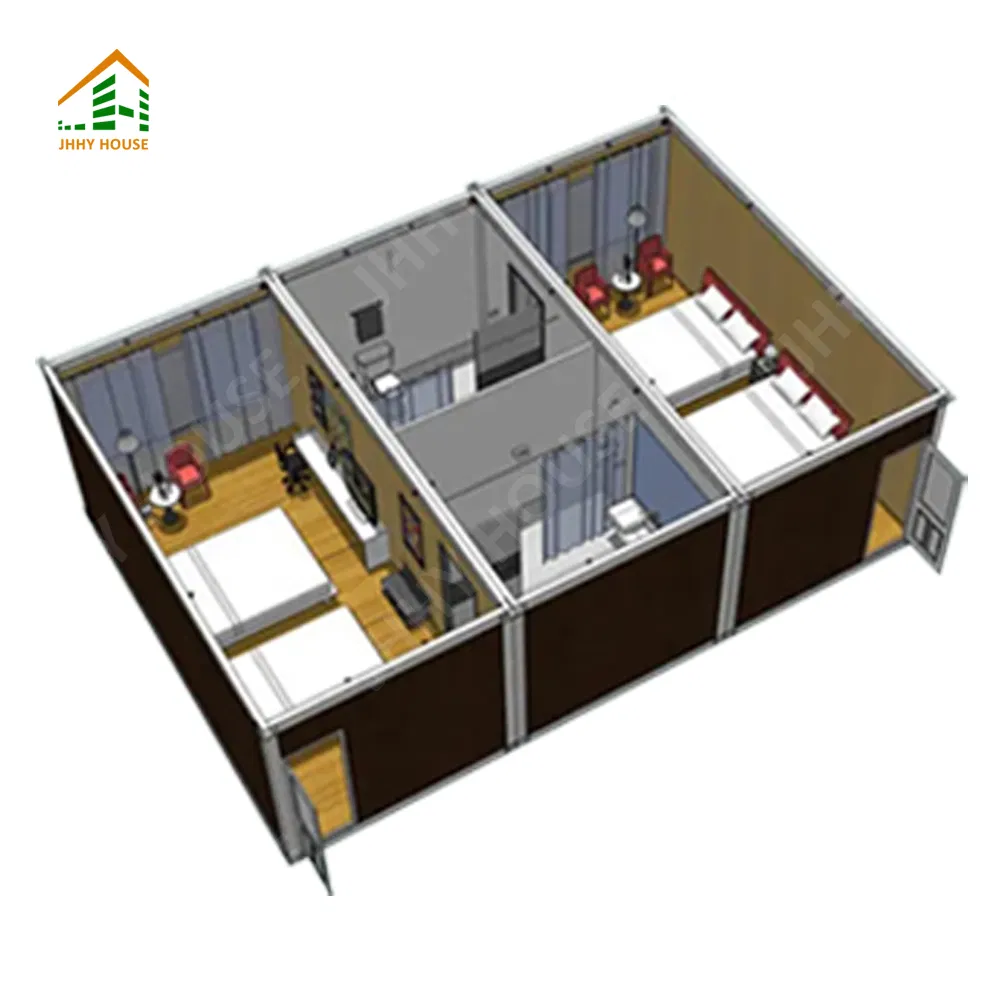 Foldable Prefabricated Homes 20FT Office Folding Container House with Bathroom