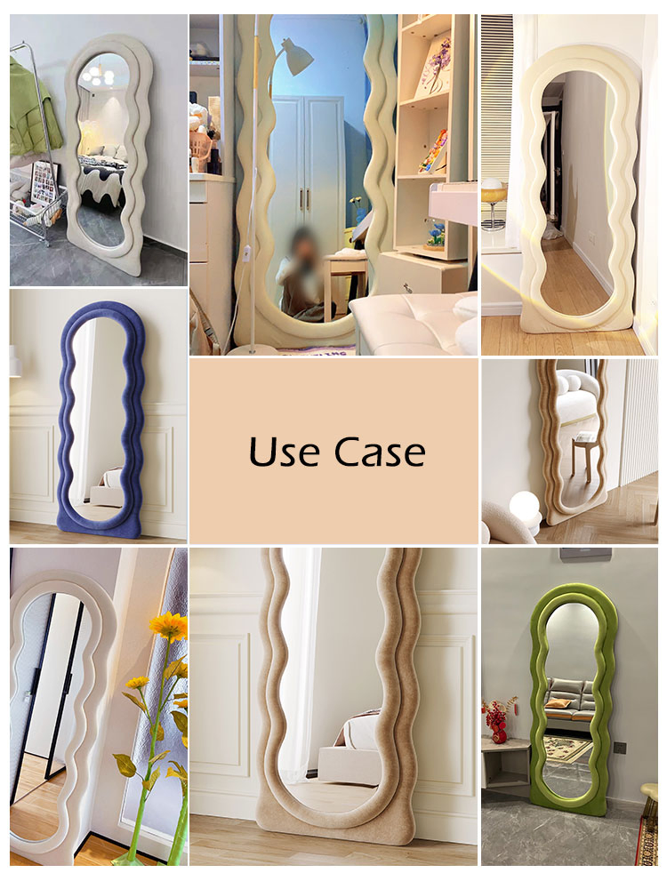 Home Decor Irregular Wavy Modern Mirrorl Full Length Floor Wavy Wall Floor Mirror