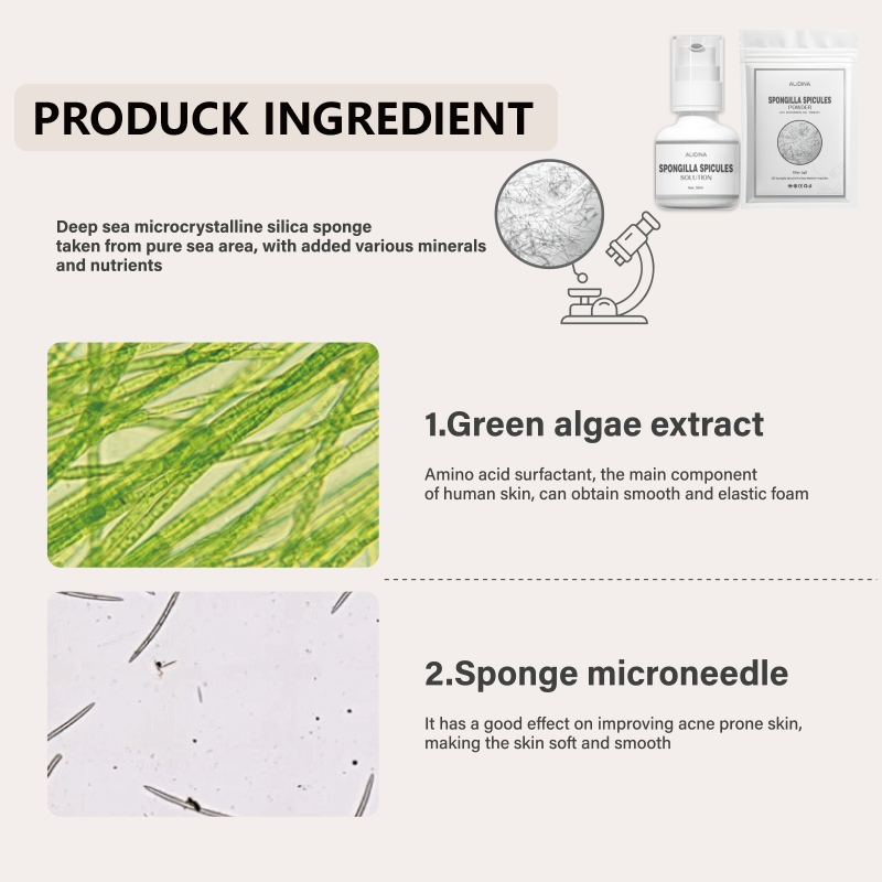 Spongilla Spicules Hydrolyzed Sponge Extract Powder Bio Microneedling Anti-Aging Acne Treatment Natural Algae Peeling Therapy