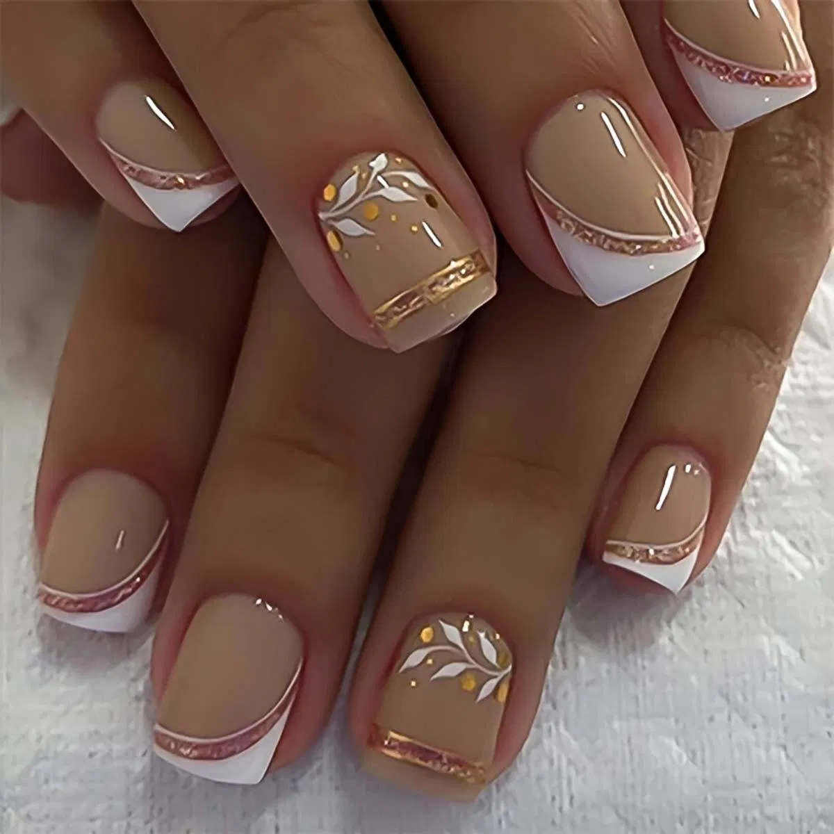 Cross-Border Foreign Trade Wearable Nails French Simple Short Square Nail Press on Nails Fake Nail Nail Art Wholesale