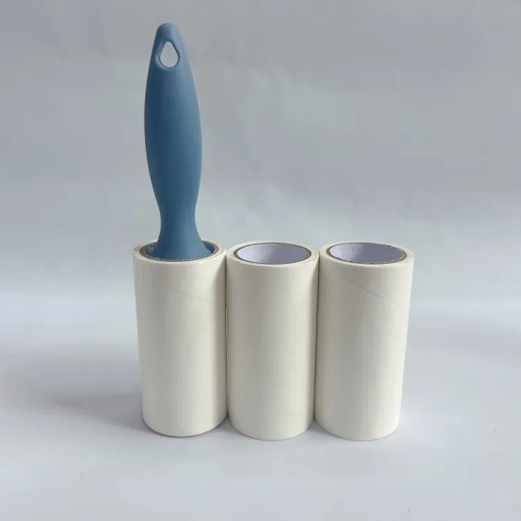 Custom Household Pet Hair Remover Portable Self Adhesive Plastic Handle Sticky Lint Roller for Clothes