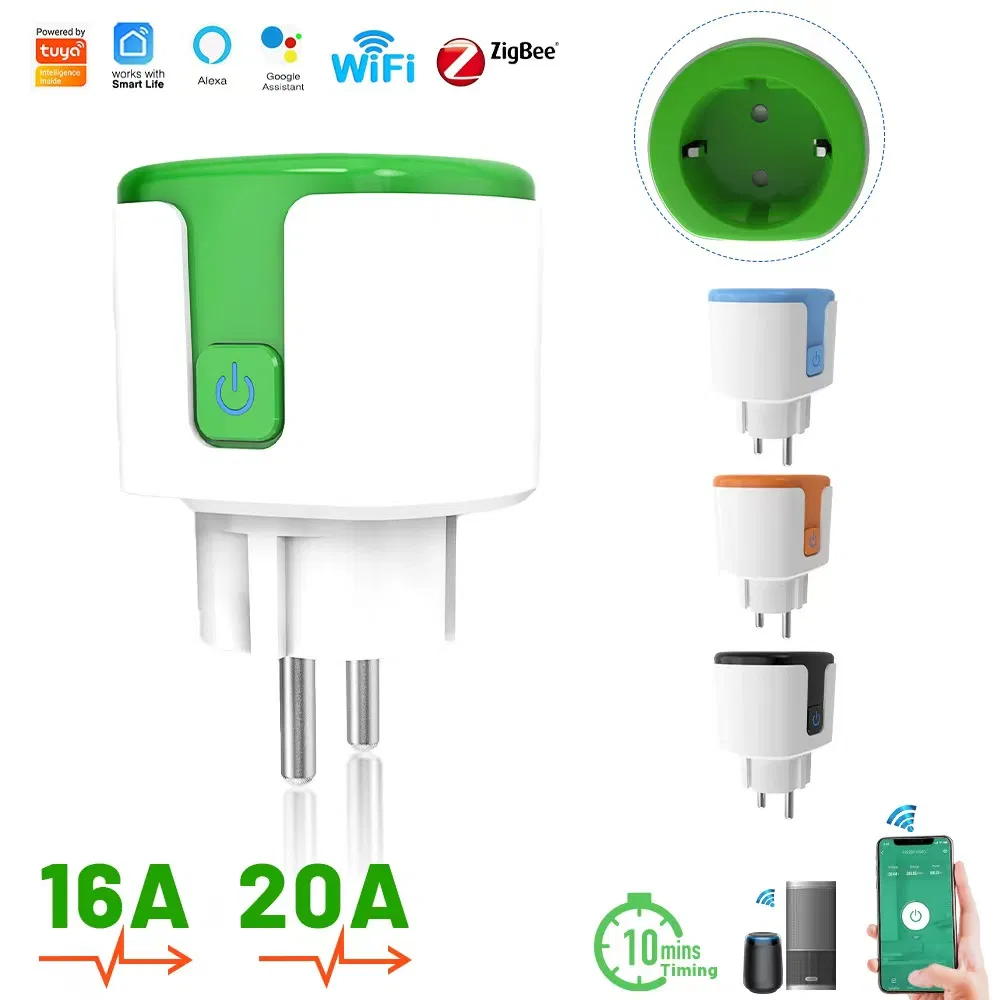 Smart Plug WiFi Socket EU 16A with Power Monitor Timing Function Tuya Smart Life APP Control Works with Alexa Google Home