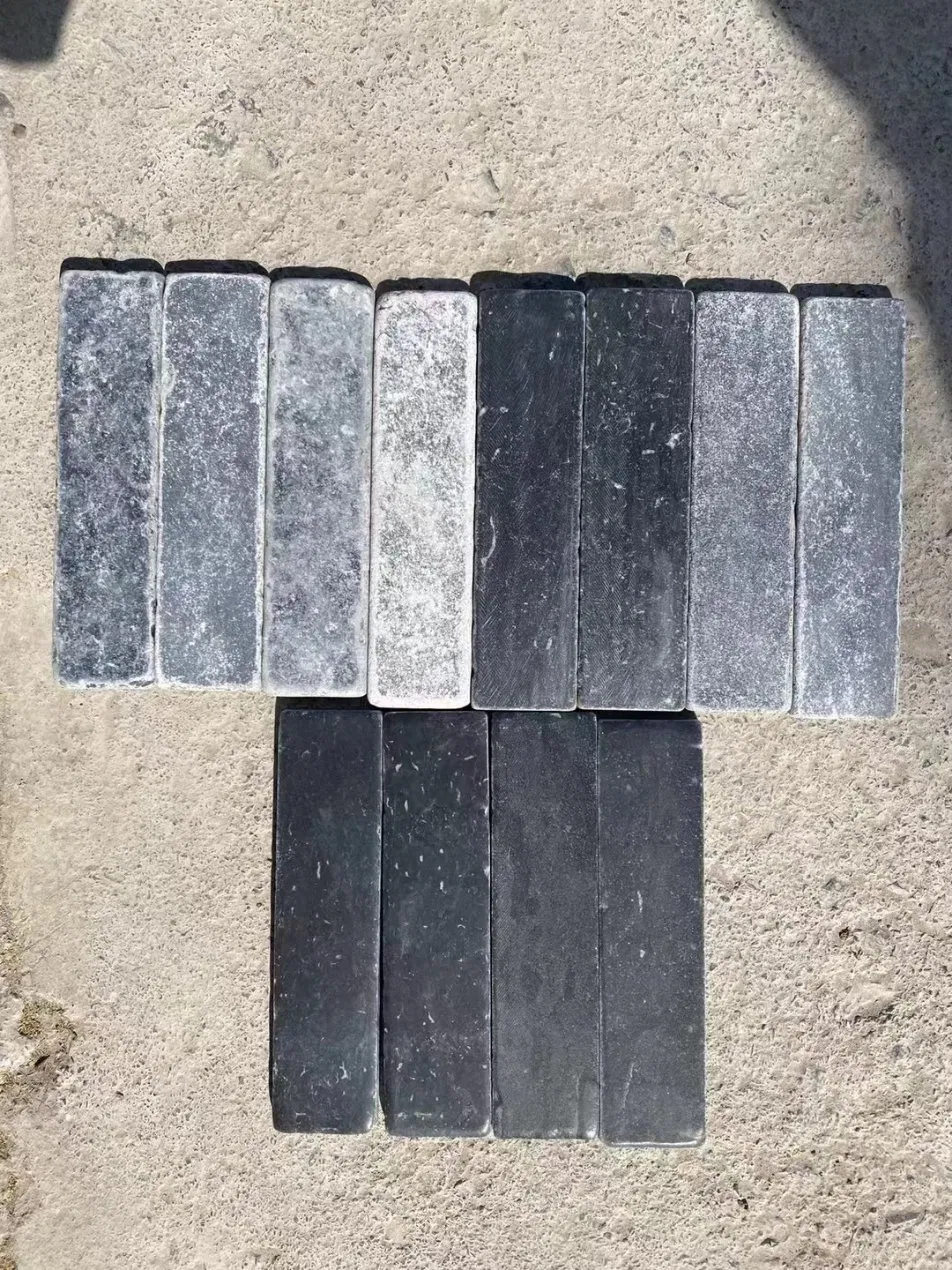 Black /Beige Brushed Stone Travertine 2X8 Brick Subway Tile Stone Mosaic on Wholesale