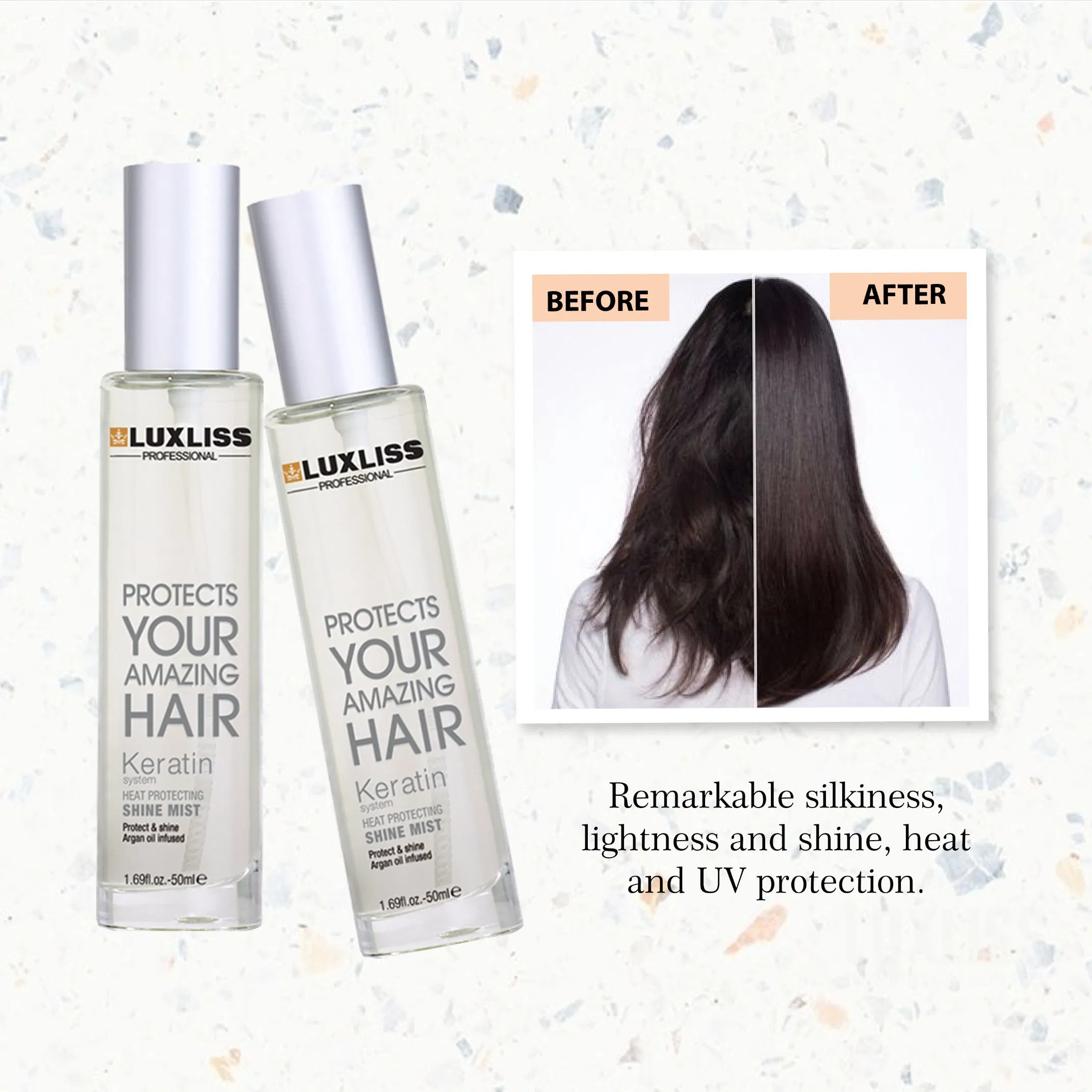 Luxliss UV Protection Keratin Hair Products Heat Protectant & Nourishing Hair Spray Mist