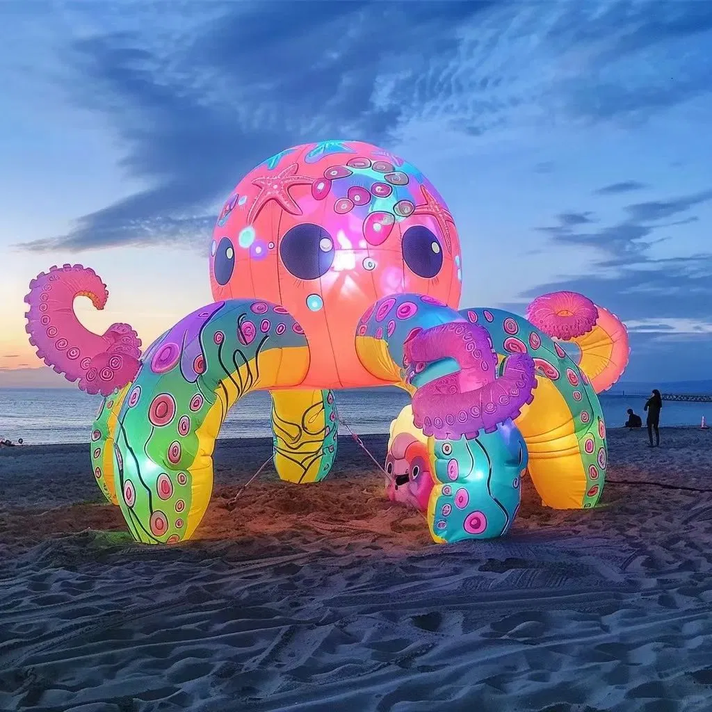Outdoor Beach Giant Inflatable Cartoon Octopus Model Display