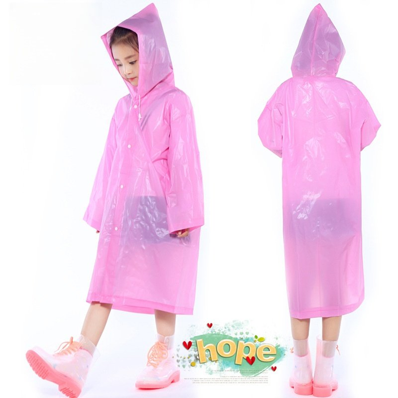 Promotional Waterproof Clothing Outdoor Kids Sports Work Wear EVA 95g Rainwear Advertising Poncho Pink Raincoat with Logo Printing